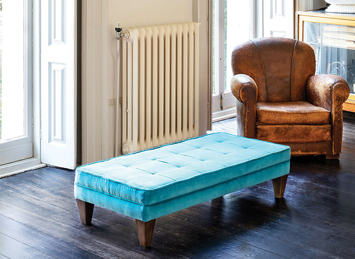 1 Kirdford Footstool in Designers Guild Varese Ocean